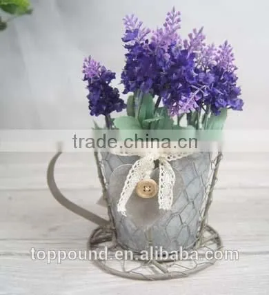 Cup and Saucer Decorative Metal Flower Pot photo-3