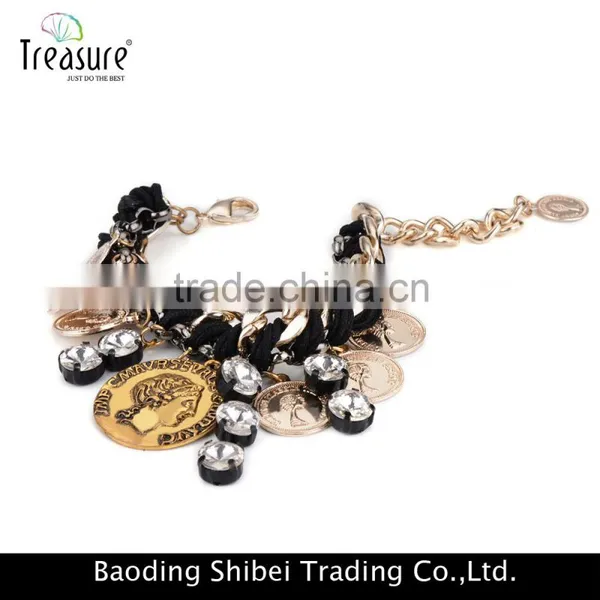 Handmade Gold Plating Alloy Cion Shape Charm Bracelet Jewelry for Women Wholesale 2016 photo-3