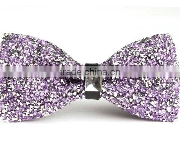 Men's Crystal Shining Wedding Party Pre Tied Bow Tie Bowtie photo-3