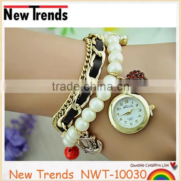 2015 High Quality Fashion Pearl Ladies Wrist Watch Pearl Bracelet Watch photo-3