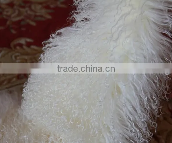 White Color Mongolian Sheep Fur Skin / Long Haired Sheep Fur Skin Quality Choice photo-6