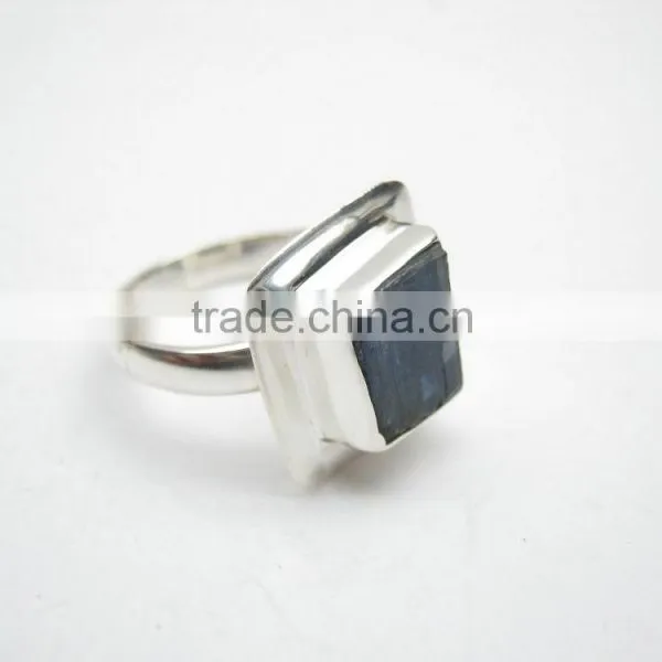 Blue Kyanite Raw Natural Gemstones Ring, Rough Gemstone Adjustable Rings, 925 Solid Sterling Silver Jewelry photo-3