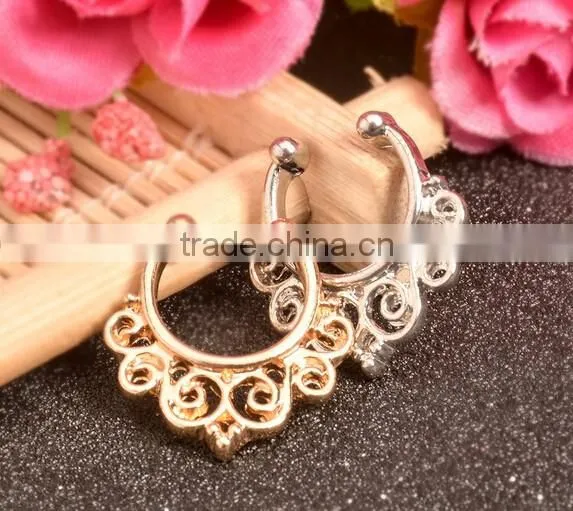 Alloy Charms Fake Septum Nose Ring Non Piercing Hanger Clip On Jewelry photo-4
