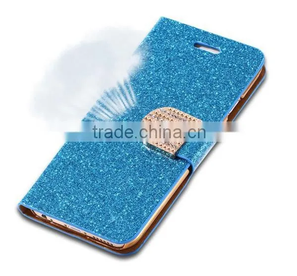 Bling Flip Shiny Diamond Deluxe Wallet Leather Cover Case for Iphone 6 Diamond Bling PU Leather Flip Cover photo-2