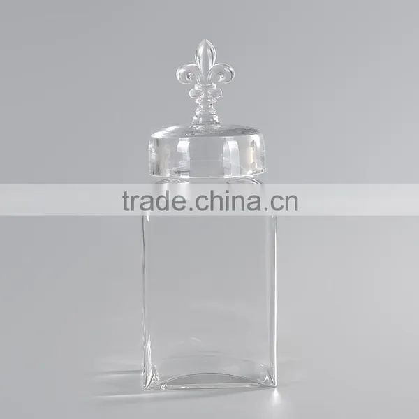 2014 Hot Selling Clear Square Glass Jam Jar With Flower-de-luce photo-4