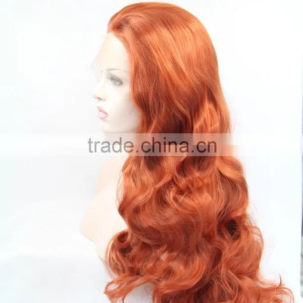 Cheap Extra Long Wine Red Synthetic Lace Front Wig Heat Resistant Wavy Burgundy Red Wig Natural Wig photo-3