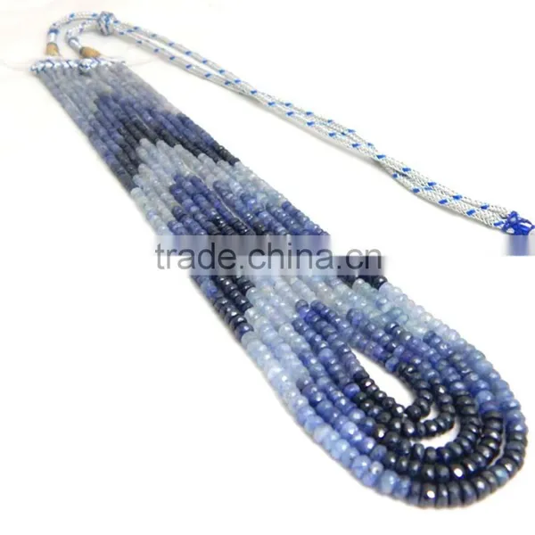 Natural Shaded Blue Sapphire Roundel Faceted Beads photo-5
