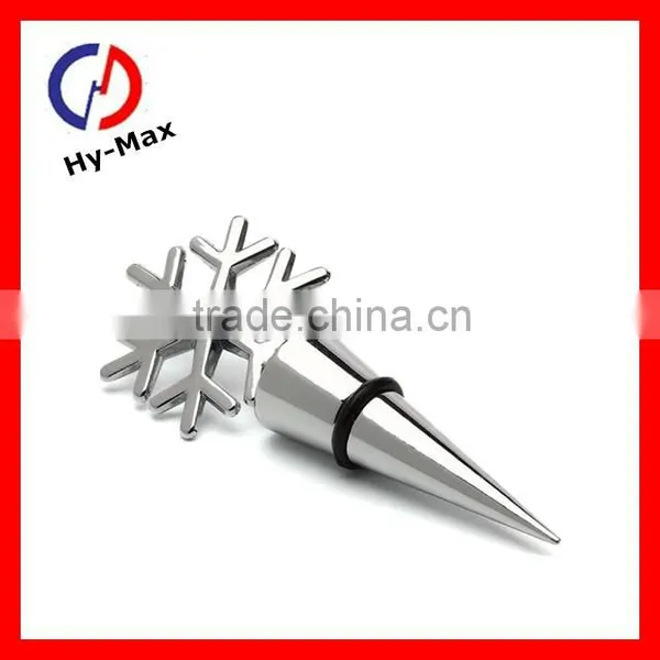 Fancy Novelty Snowflake Shape Metal Wine Stopper, Novelty Wine Stopper