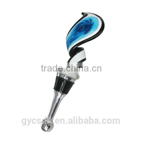 Multi-color Murano Glass Spiral Lampworking Glass Wine Stopper photo-2