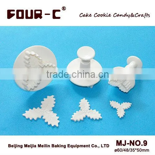 Plastic Three Leaf Holly Cake Plunger Cutters,high Quality Fondant Tools