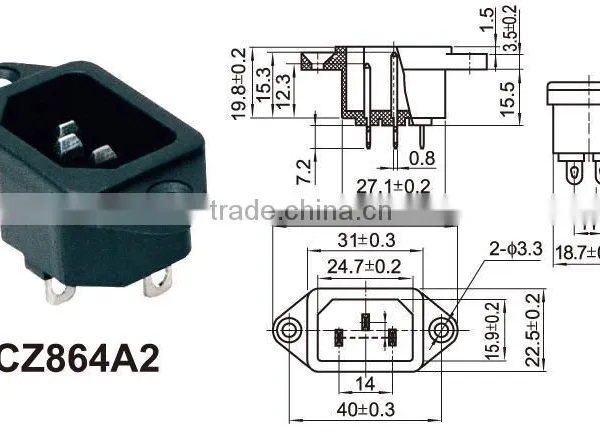 IEC Certificated Abs Universal Power Extension Socket,High Quality Female dc Power Jack,dvi Mini dc Power Connector photo-6