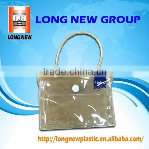 Small Size Clear Plastic PVC Button Closure Bag With Handle photo-2