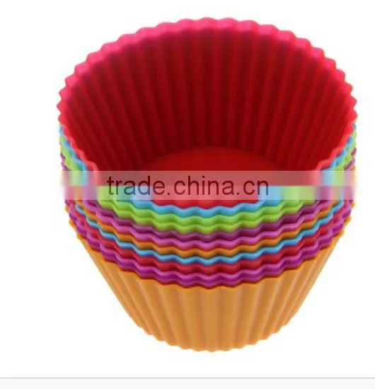 Silicon Cake Cups / Silicone Cake Baking Cup Set Kitchen Craft Tool Colorful Round Shape photo-3