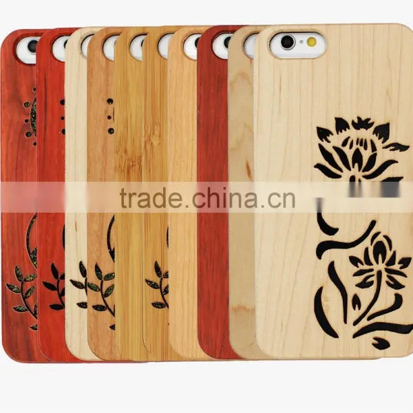Ocase Hollow Out Blossom Flower PC/TPU + Wood Phone Case for Iphone 6 photo-6