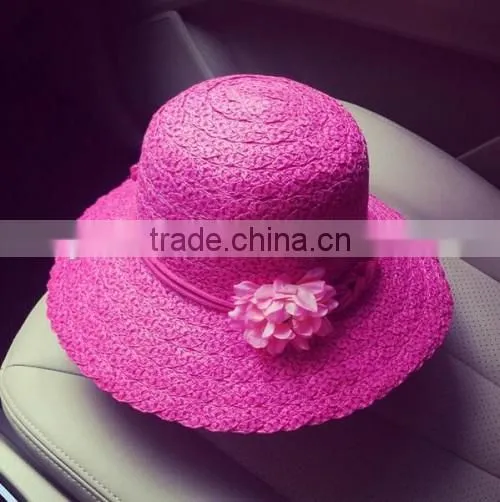 2016 Wholesale Ladies Latest Flower Sun Hat Made in China Handmade Cheaper Original Raffia Straw Hat photo-5