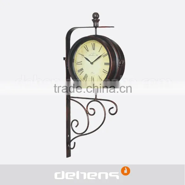 DEHENG Metal Antique Double Side Outdoor Wall Clock photo-2