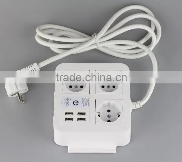 EU Standard 5V 8A 3 Schuko Socket 4 Usb Charging Outlets photo-3
