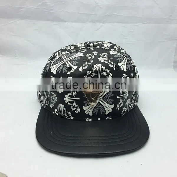 Custom Design Your Own Logo 6 Panel Leather Hater Snapback Caps photo-2