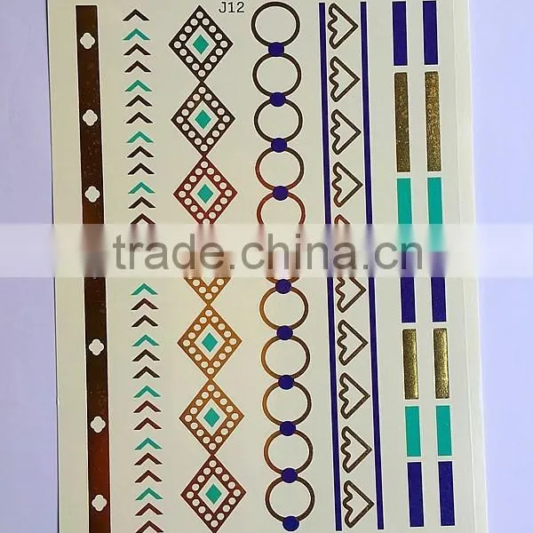 Metallic Flash Tattoos Gold Silver Jewelry Waterproof Body Temporary Tattoo Sticker photo-2