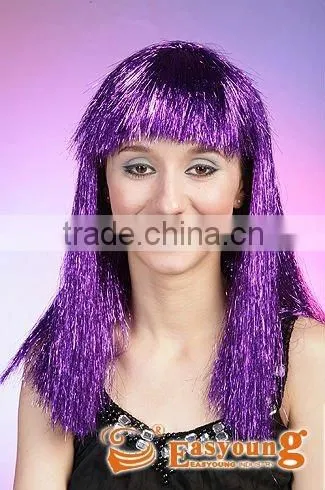 Wild Cherry Wig, Tinsel Synthetic Wigs,purple Football Fans Wigs photo-2