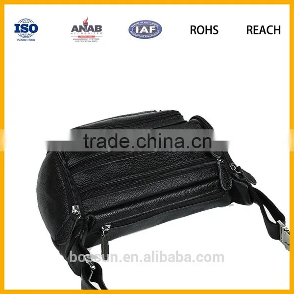 Black Men Genuine Leather Waist Bag High Quality Waterproof photo-5