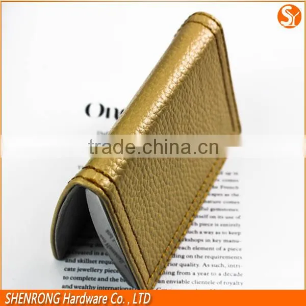 Yellow Leather and Metal Material Credit Card Case With Printing Logo photo-4