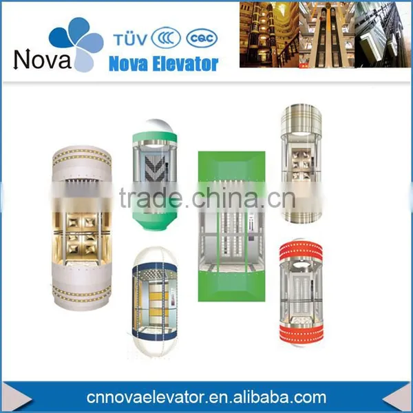 Luxury Glass Sightseeing Elevator/Machine Room less Commercial Elevator