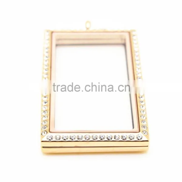 Rectangle Crystal Lockets Stainless Steel photo-4