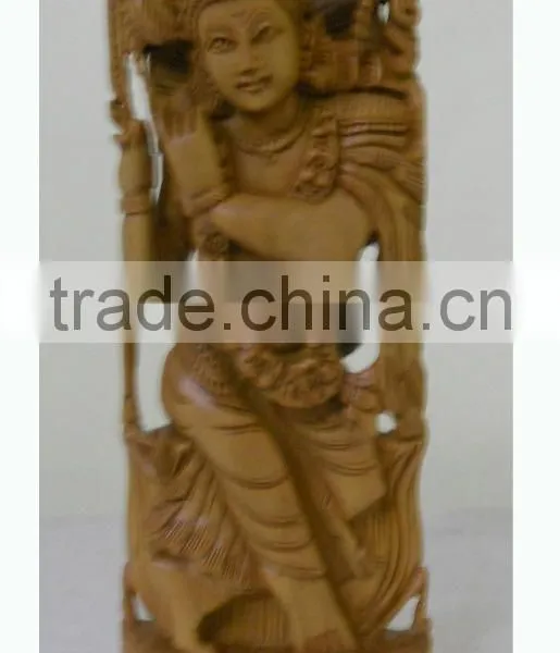 Hindu God Shiva Krishna Goddess Laxmi Sarasvati Ganesha Sandalwood Statue Murti photo-5