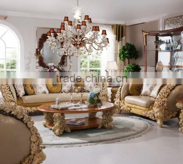 French Style Luxury Living Room Wooden Sofa Furniture, Solid Wood Hand Carved Sofa Set photo-2