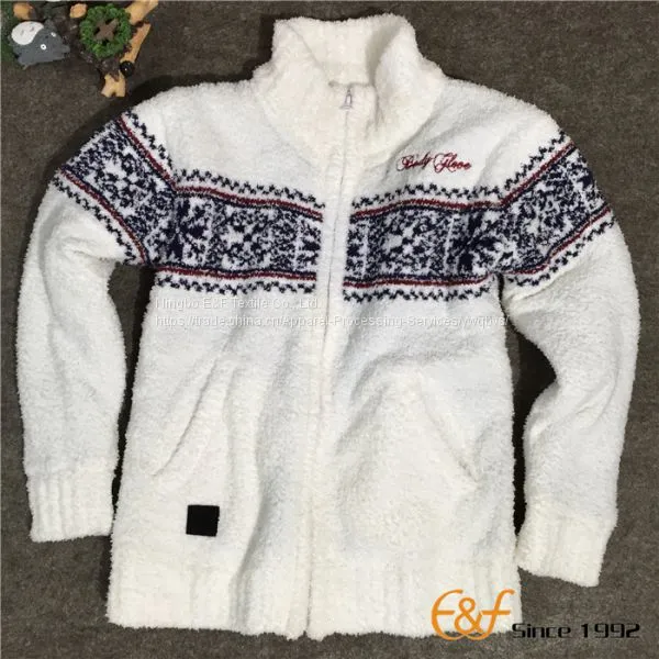 Teen-agers Mock Neck Full Zip Long Sleeves Cardigan Sweater