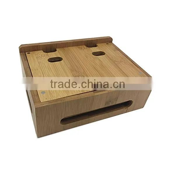 New Multi-device Bamboo Charge Station,storage Box for Mobile Phone photo-5