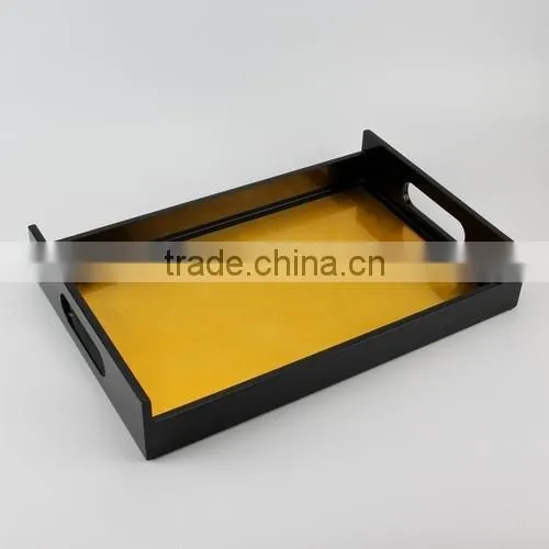 Eco Friendly Golden Lacquered Decorative Tray photo-6