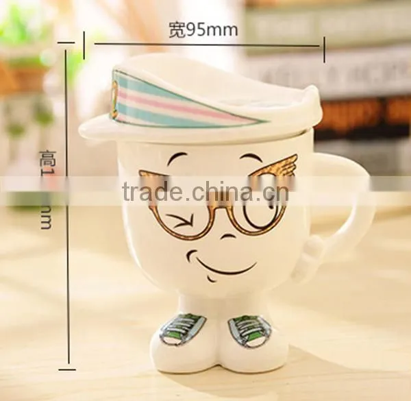 Promotional Gift Navy Ceramic Water Tea Milk Coffee Cup Mug With Handle and Lid photo-6