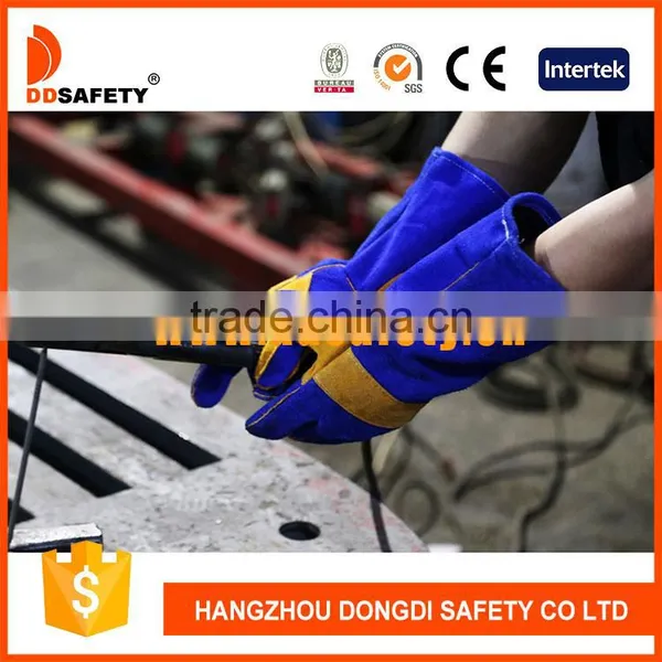 Blue Cow Split Reinforced Palm And Back AB Grade Welder Gloves photo-2