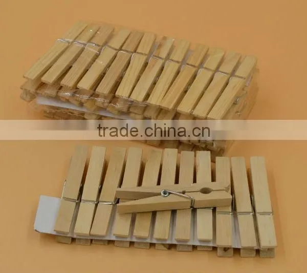 Mini Clothes Pins Plain Small Natural Color Wooden Craft Clip With Metal Spring 25mm photo-4