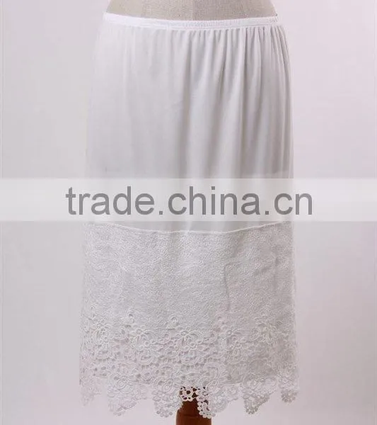 Cotton / Satin Fancy Long Skirts Wholesale Plus Size Plain Lace Slip Extenders photo-4