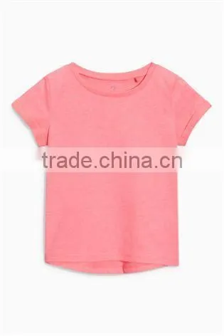 2017 Hot Sales Children Girls O-neck Short Sleeve T-shirt Pure Color photo-2