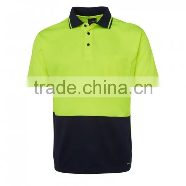 Custom Polyester Quick Dry Fit Fabric Workwear T-shirt Contrast Lime Traditional Style hi Vis Polo photo-5