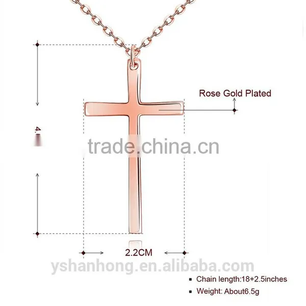 Creative Rose Gold Cross Pendant Necklace photo-4