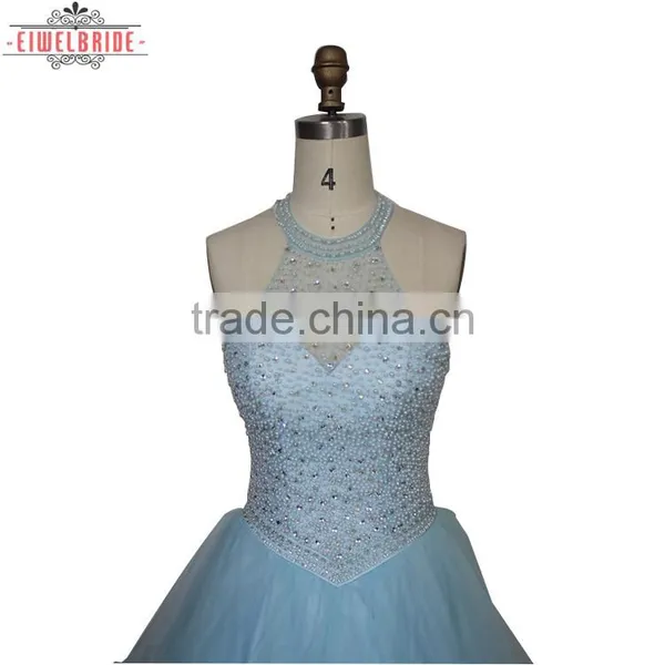Custom A Line Halter Beading Wedding Dress photo-4