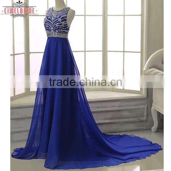 OEM Long Floor-length Blue A Line Evening Dress photo-2