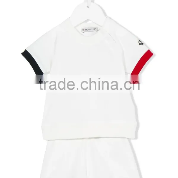 2017 New Design Custom Summer Kids Color Block Tracksuit Clothes Set Kids Active Wear Baby Clothes Set photo-6