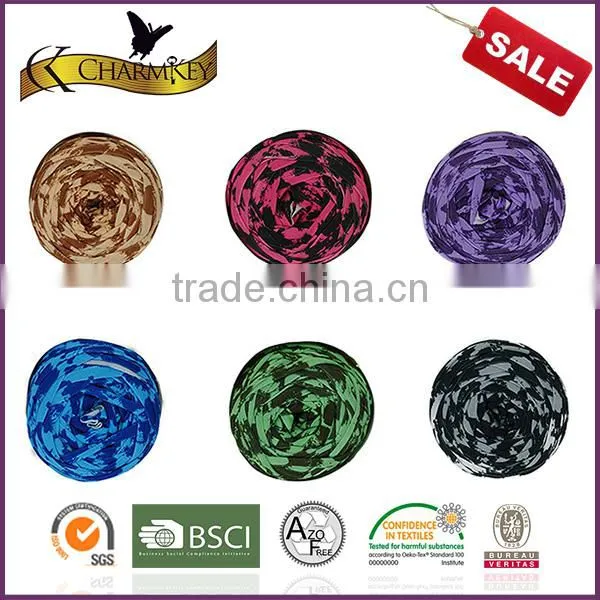 Charmkey Hot Sale Printed Tape Yarn 95polyester 5spandex Fettuccini Yarn T Shirt Yarn photo-5