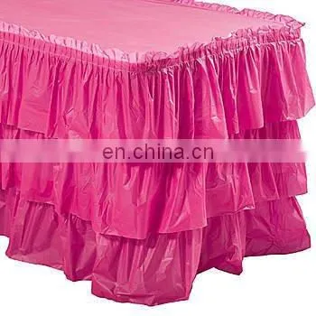 New Design Wholesale Ruffle Tiered Satin Table Skirt photo-4