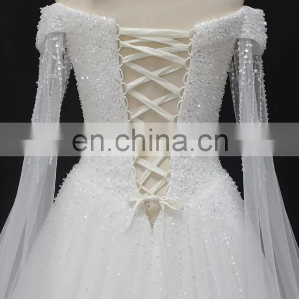 WX1678 off Shoulder Luxury Lace Fabric for Wedding Guest Dress Plus Size Wedding Dress 2017 Bridal photo-3