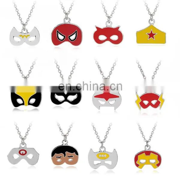 Popular Cartoon Mask Iron Man Spider Man Batman The Flash Model Cute Necklace Halloween All Saints' Day Jewelry Gift photo-3