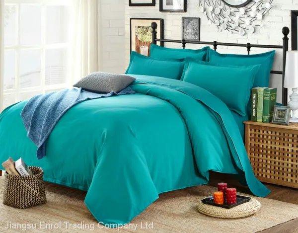 Two-tone Cotton and Polyester Bedding Set 4pcs photo-4