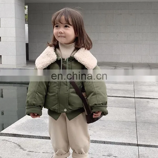 6042 Baby Clothes Girls Lamb Wool Turndown Collar Down Coat Jacket photo-3