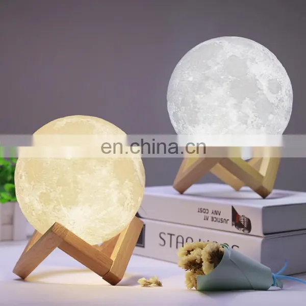 2020 Latest Hot Creative Gift 3d Led Night Light 3 Colors Touch Control Charge 3d Moon Lamp 20cm photo-6